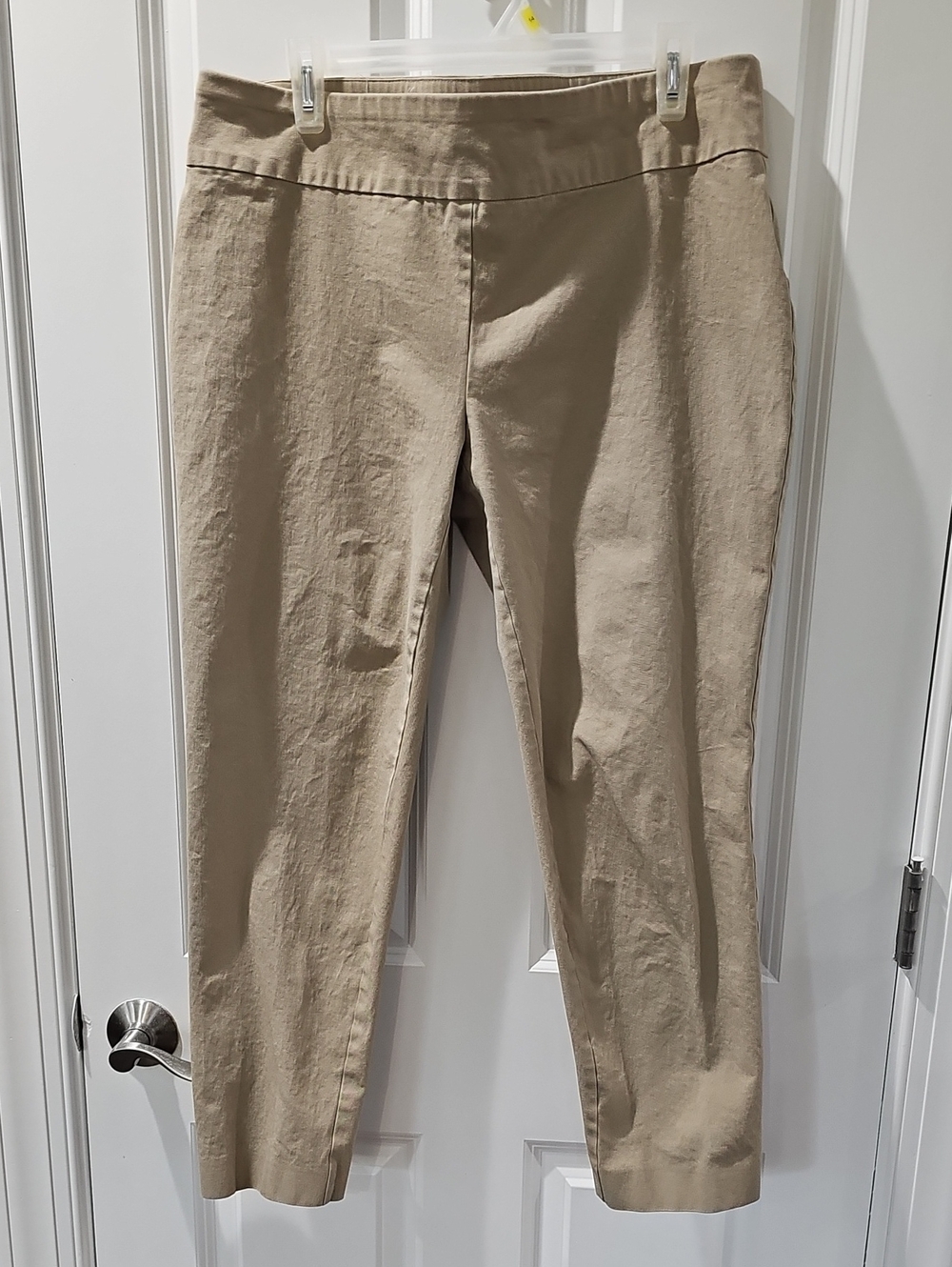 crown & ivy petite khaki straight-leg pants